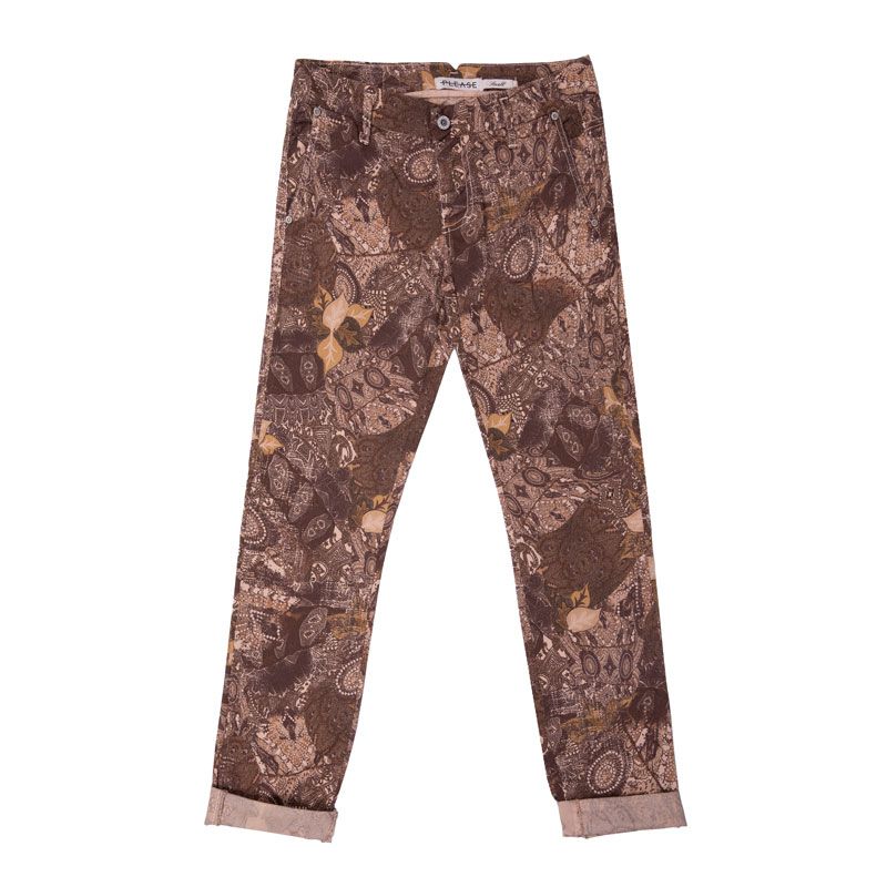 

Pantalon petra marron imprimé avec ourlets Femme PLEASE S