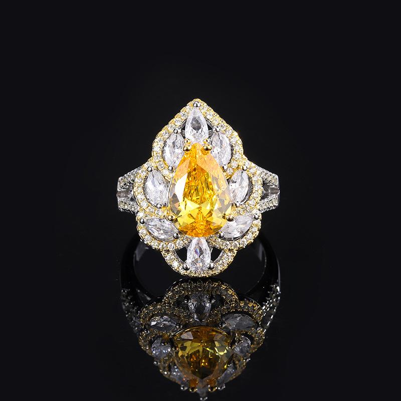 

2024 Новое кольцо с микробриллиантами Живое кольцо Высокое женское винтажное судовое кольцо