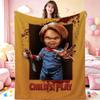 Good Guys Classic Horror Doll Pattern Theme Flannel Blanket Warm Comfortable Fleece Blanket For Office Sofa Party Decor Halloween Gift