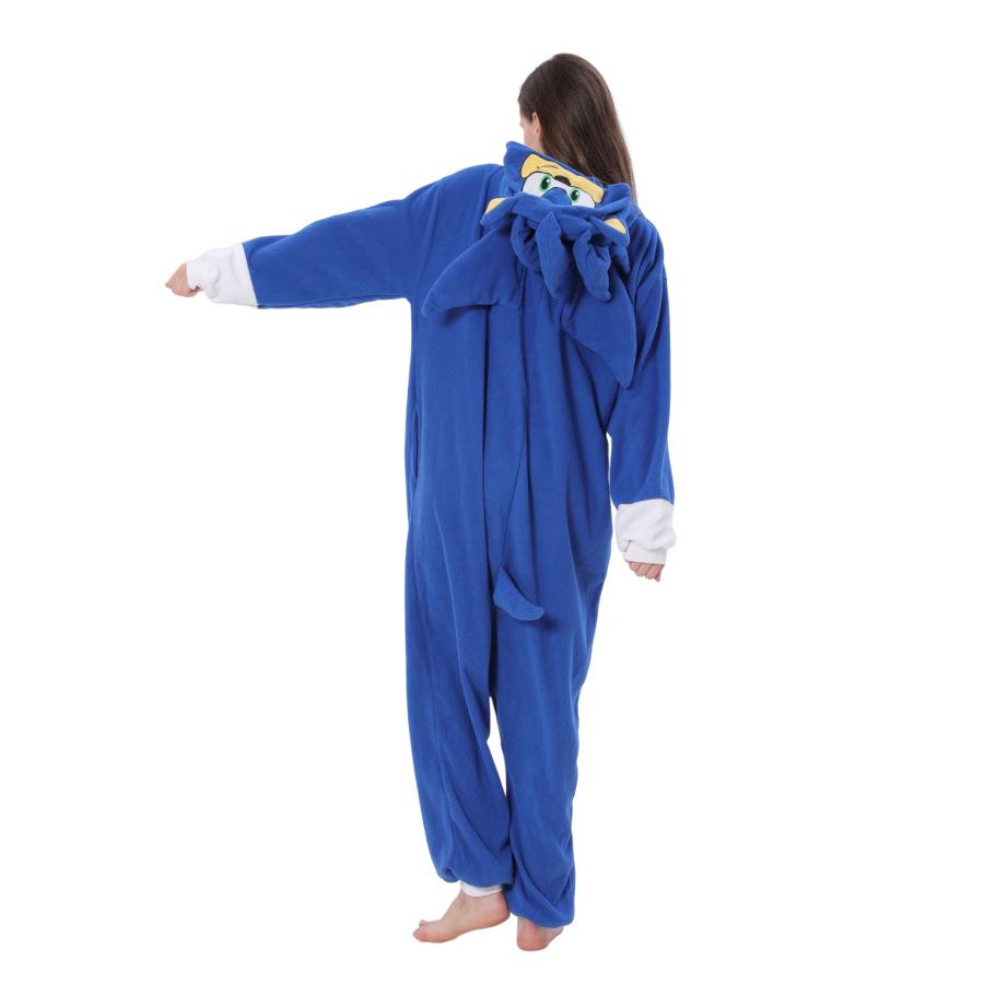Sonic Animals Coral Fleece Cartoon Onesie Pajamas - Long Sleeve, for Couples, Autumn/Winter Home Wear.