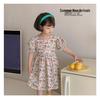 Korean Girls' Heart Cut-Out Floral Cotton Dress - Summer 2026 Collection