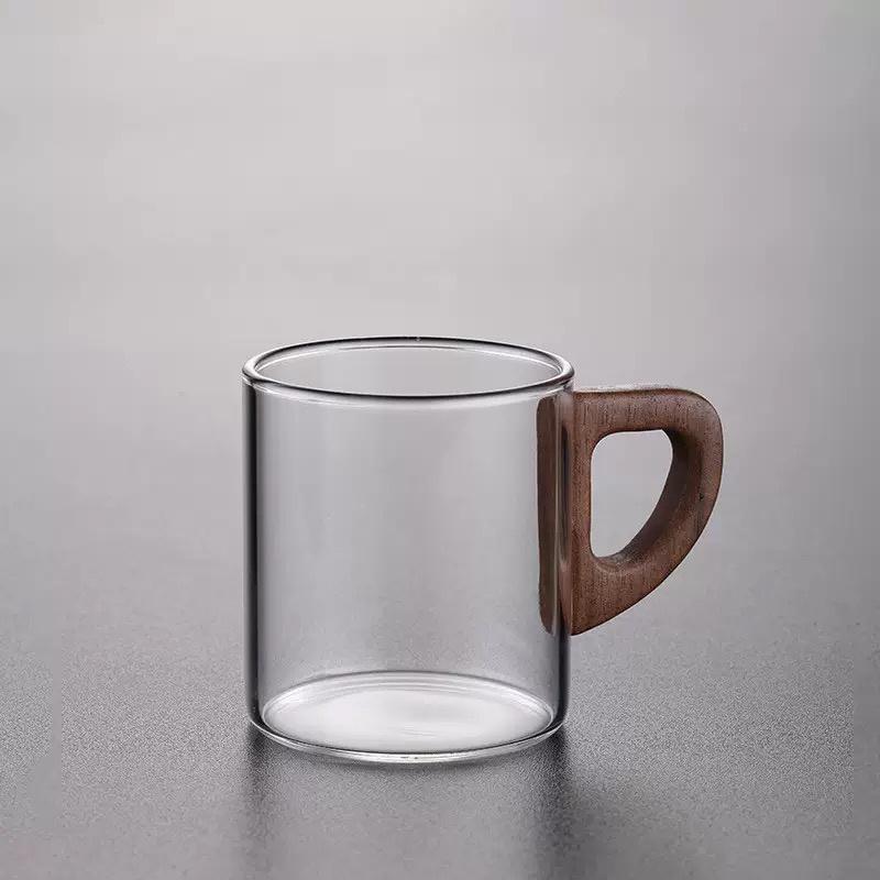 Small Capacity 120ml  Wooden Handle Glass Tea Mug  Heat Resistant Tea Ceremony Tea Cup Kung Fu Tea Set Coffee Cup Drinkware 140ml чистый