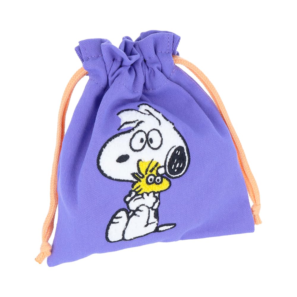 Sunstar Stationery Snoopy Drawstring Bag Embroidered Woodstock Snoopy Violet S2331772 &