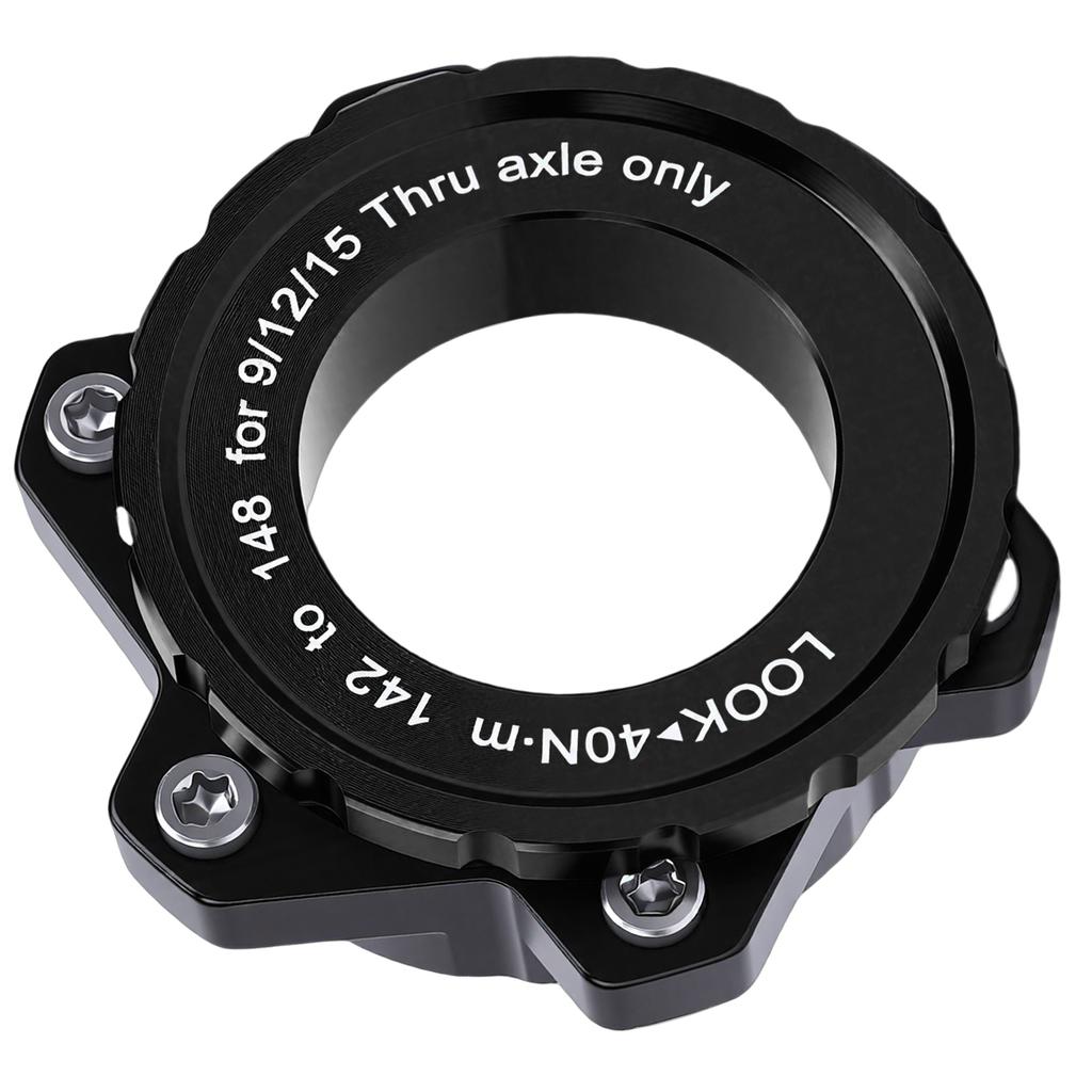 Bike Center Lock Adapter 142mm To 148x12mm Center Lock To 6 Bolt Adapter for 12mm Thru Hub Axles Black