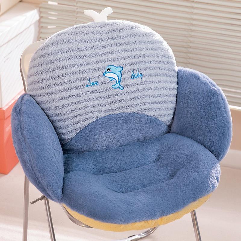 Cute Cartoon Half Surrounded Backrest Integrated Cushion Office Seat Pads Plush Tatami Backrest Mats Comfortable and Reliable Anti Slip Seat Cushions