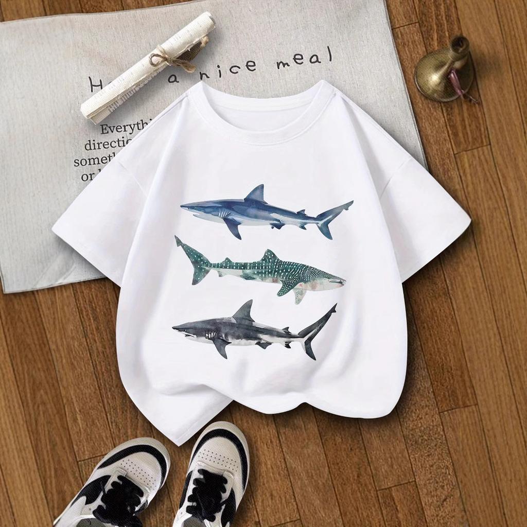 Girl T Shirt Top 2-13Y Loose-fit Casual O-Neck Short-sleeve Boys T Shirt Fashion Print Short-Sleeved