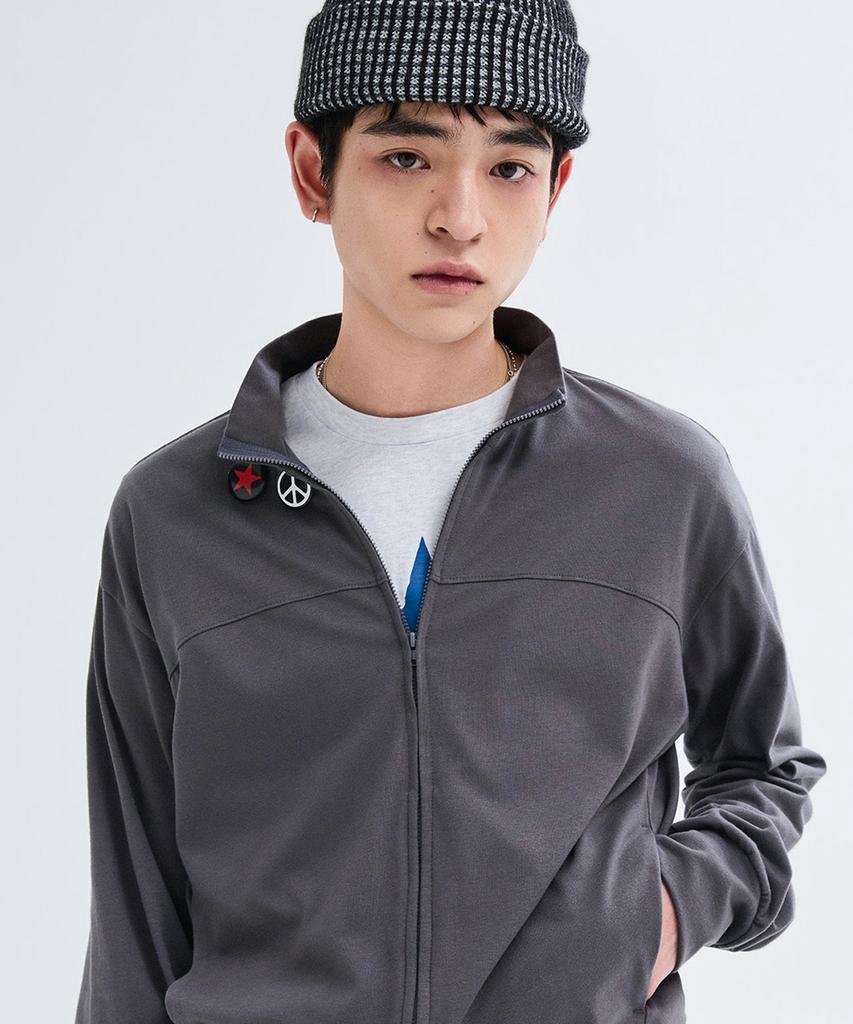 Leire Slim Fit Light Jersey Zip-Up [Charcoal]