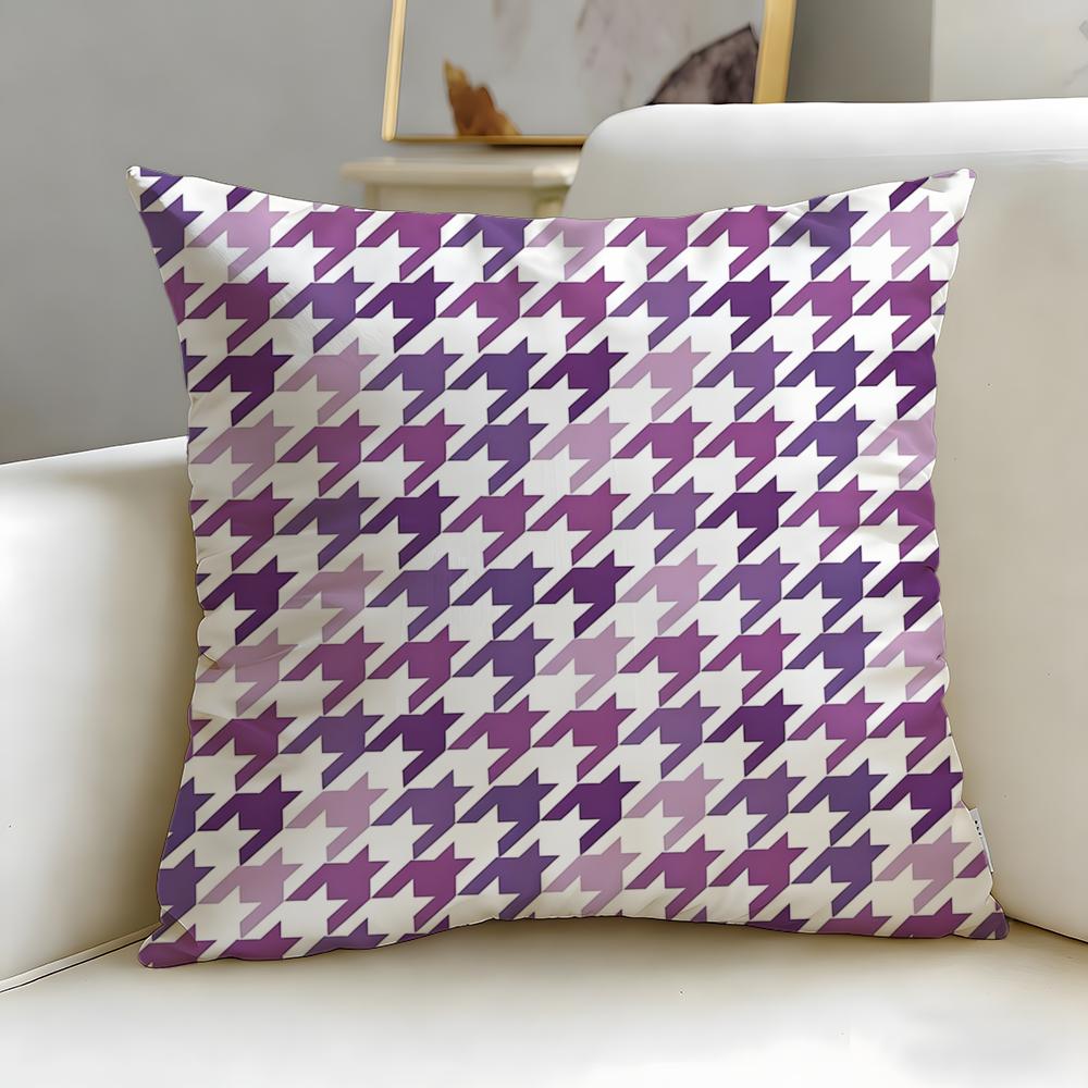 Houndstooth Pattern Cushion Cover Soft  EasyWash Pillow Case  Versatile for Couch Bed Travel and Office
