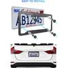Carbon Fiber License Plate Frames- Black Carbon Pattern Aluminum Front & Rear Car Tag Holder Cover 2 Pack With Mount Hardware, Screws, Caps,