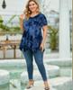 Women's Plus Size Tie-dye V-neck Irregular Hem Short Sleeve Loose Top