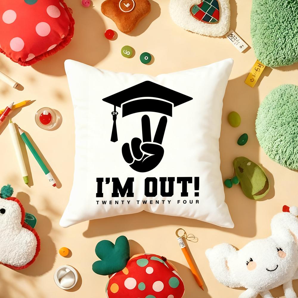 Graduation Season Motivational Slogan Cushion Cover Plush Fabric Soft Double-Sided Printed Sofa Home Child Gift Pillow Case