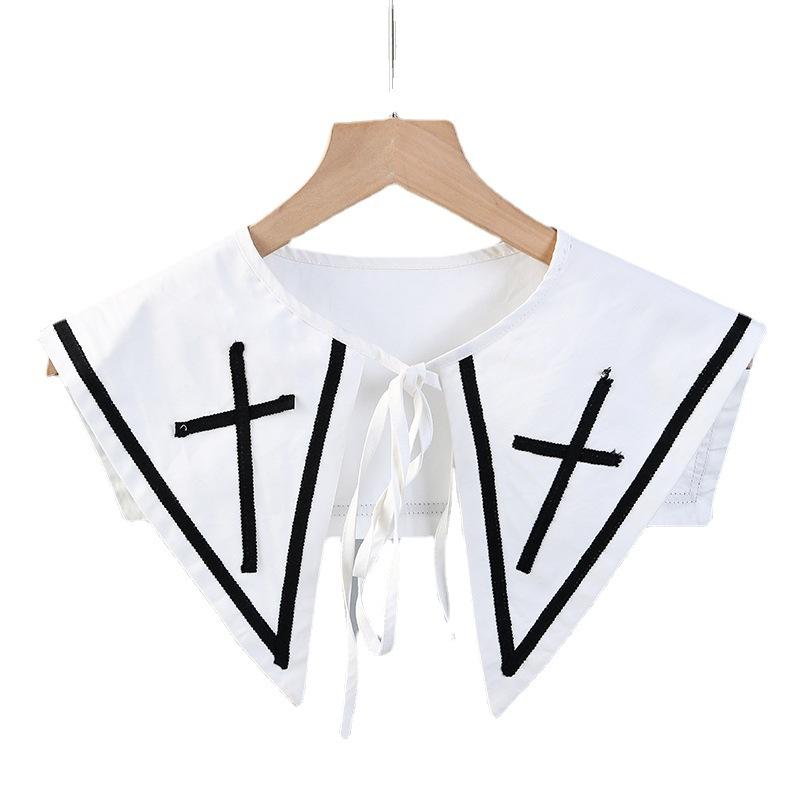 Koreansk Stor Revers Avtakbar Krage for Kvinner Genser Topp Falsk Krage Sjal Skuldersjal Dekor Falske Krager Slips