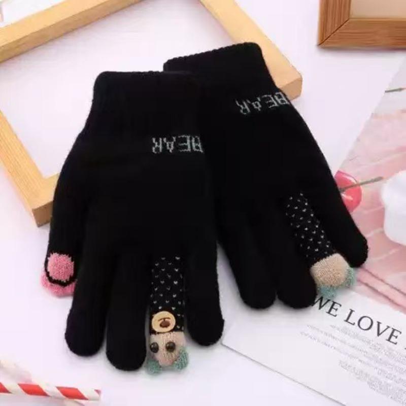 

Удобные и милые зимние перчатки для детей, подходят для мальчиков и девочек в возрасте 7-12 лет, экипировка для холодной погоды, детские мероприятия на открытом воздухе, игривый дизайн 1 Pair 7-12Y чёрный