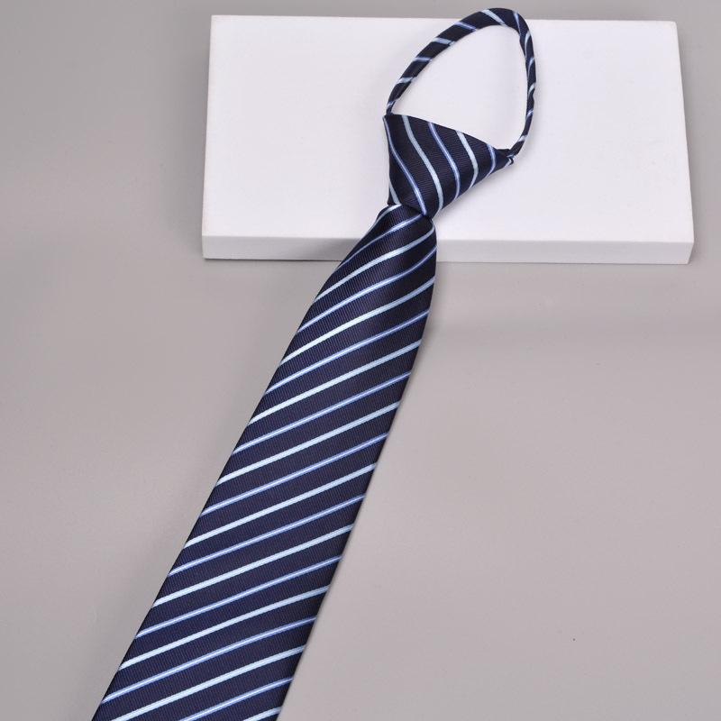 Krawatte Herren Reißverschluss Knotenfrei Klassisch Blau Schwarz Burgunder Einfarbig Gestreift Anzug Kleid Kragen