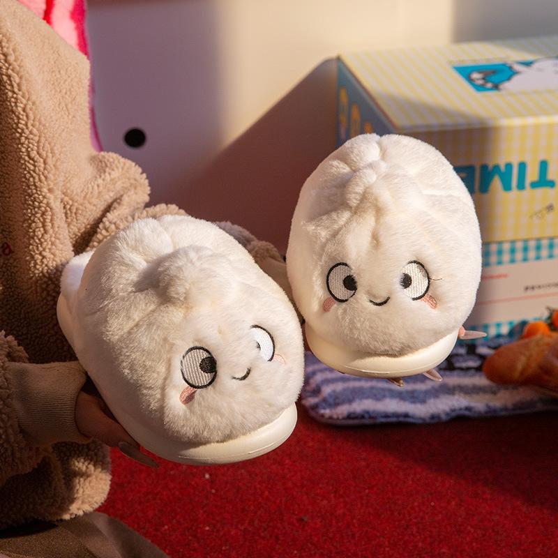 Fashion French Fries Cotton Slippers Women Men Autumn Winter Home Floor Shoes Cute Cartoon Warm Faux Fur Couples House Fluffy Slides