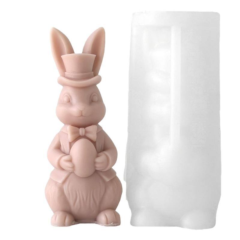Easters Rabbits Silicone Candle Mould Flexible Demold Designs Food Grade Materials For Candle Soap Chocolate Crafting 1