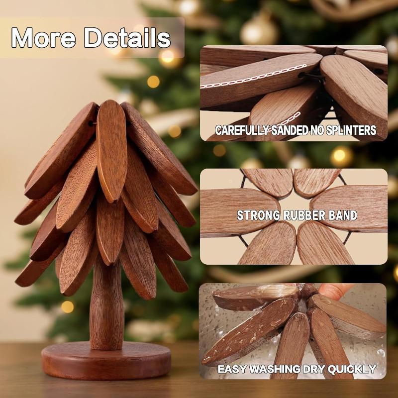 Solid Wood Heatproof Coasters, Trivets & Table Mats – for Hot Pots, Cups & Dishes – Durable Natural Wood Kitchen Accessories
