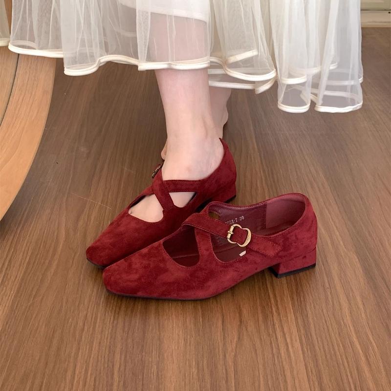 Fashion 2024 New Fashion Women's Shoes Cross Buckle Simple Flat Shoes Black and Red Punk Style  Handmade Shoes Black Heels
