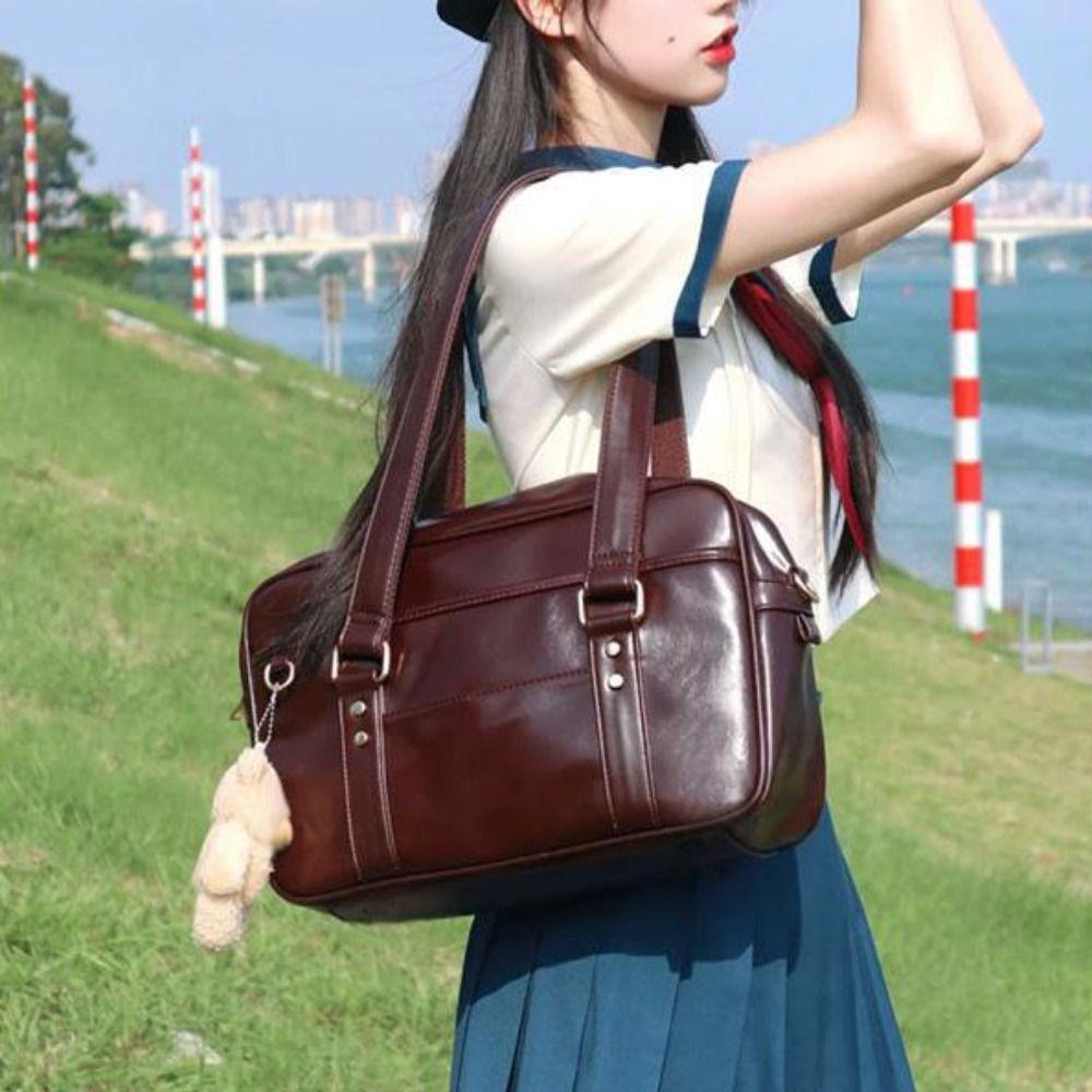 Retro Handbag JK Uniform Bag PU Leather Preppy Style Shoulder Bag PU Leather Itabag  Girls/Female