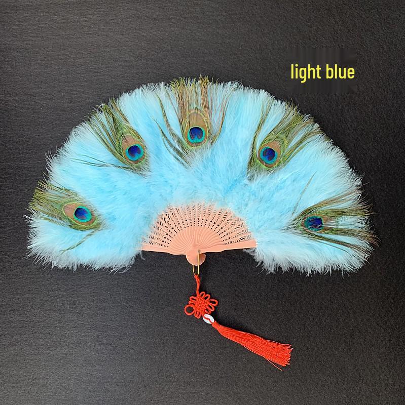 

Peacock Feather Fan: Live Stream Cheongsam Fashion Show Accessory