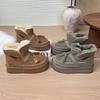 Leather Platform Short Snow Boots Women's 2025 Winter New Plush Warm Cotton Shoes Wear Fluffy Shoes