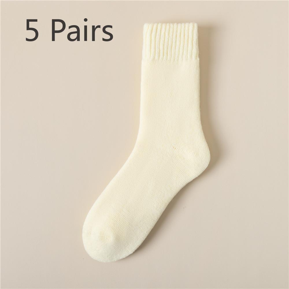 5 Pairs Cashmere Socks Women's Autumn and Winter Plus Cashmere Thick Mid-tube Socks Plush Super Thick Month Socks Winter Stockings