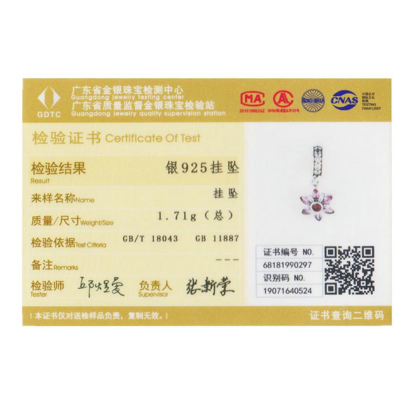 BAMOER 100% 925 Sterling Silver Pendant Pink Crystal Spring Flower Pink CZ Charm Fit Charm Bracelet