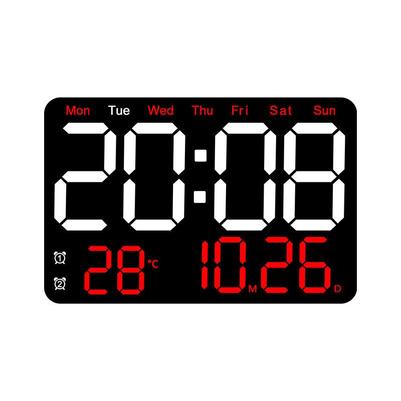 Large LED Digital Alarm Clock - Silent Weekday Display for Living Room