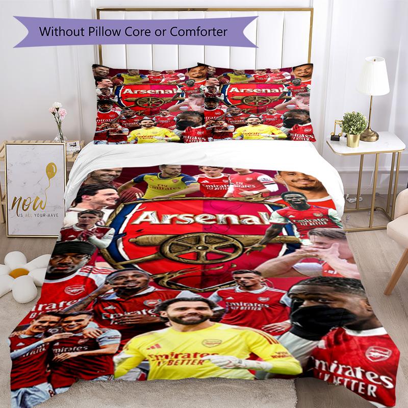 Arsenal Futbolcu Nevresim Takımı Tasarımı Oyun Odası İçin Makinede Yıkanabilir Noel Hediyesi