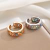 Exquisite Colorful Crystal Zircon Geometric Open Ring For Women Simple Copper Hollowed Out Stacked Finger Ring Fashion Jewelry