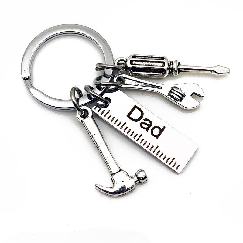 DIY Stainless Steel Father's Day Tool Keychain: Hammer, Screwdriver, Wrench - Perfect Gift for Dad