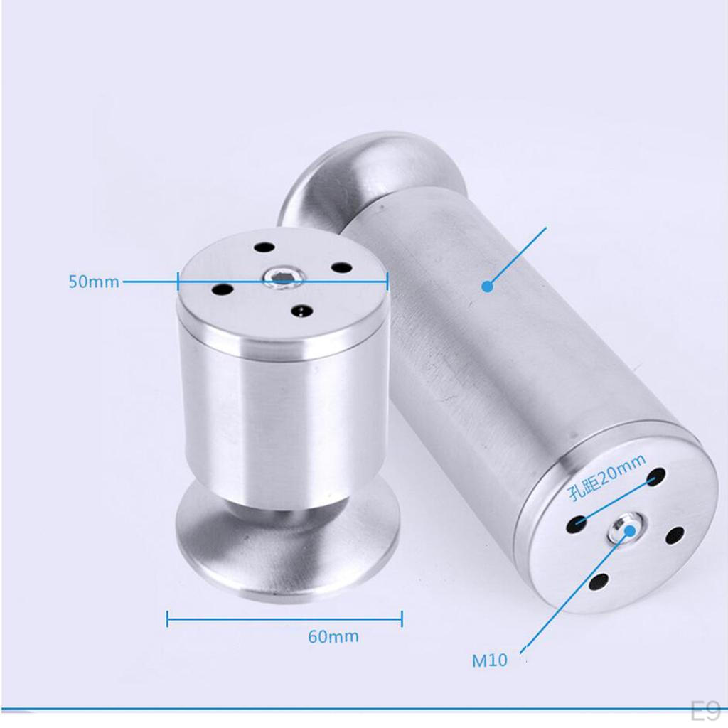 Furniture Legs Stainless 2inch Diameter, 2pcs Pack, With No-skip Rubber Base