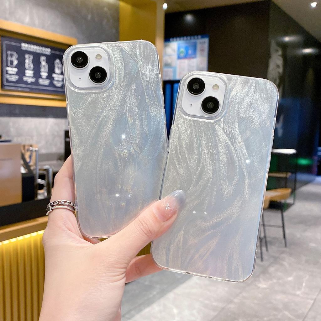 Applicable To IPhone15 High end Feather Shell Apple 13pro Mobile Phone Case Ins Wind Silver Hard Shell 11 Protective Case 12