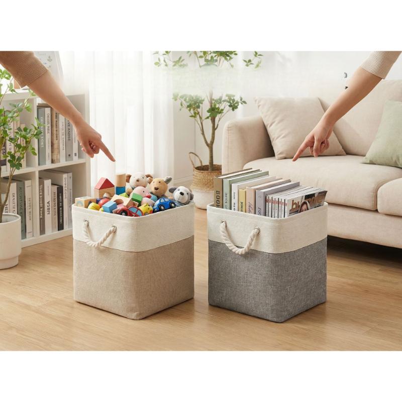 Imitation Linen Clothes Dirty Clothes Basket Foldable Portable Storage Box Multi Functional Storage Basket for Children's Toys Snacks Clothing Books