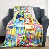 Bluey Cartoon Print Flannel Blanket High Quality Warm Comfortable Cover for All Seasons Perfect for Gifts Home Decor
