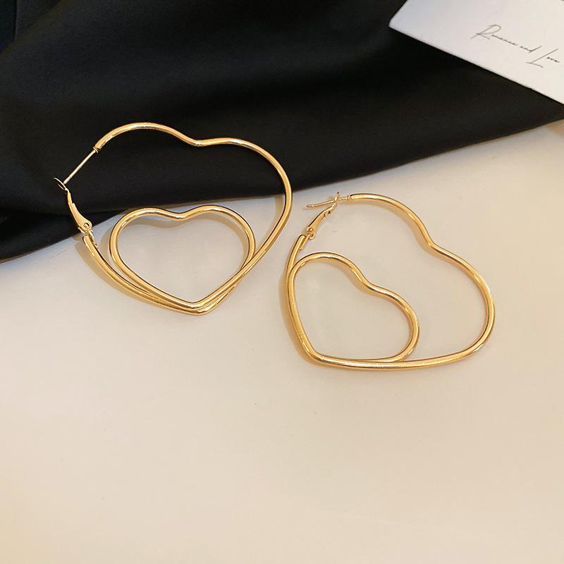 Gold French Simple Round Plain Ring Earrings Light Luxury Earrings Hong Kong Style Earrings