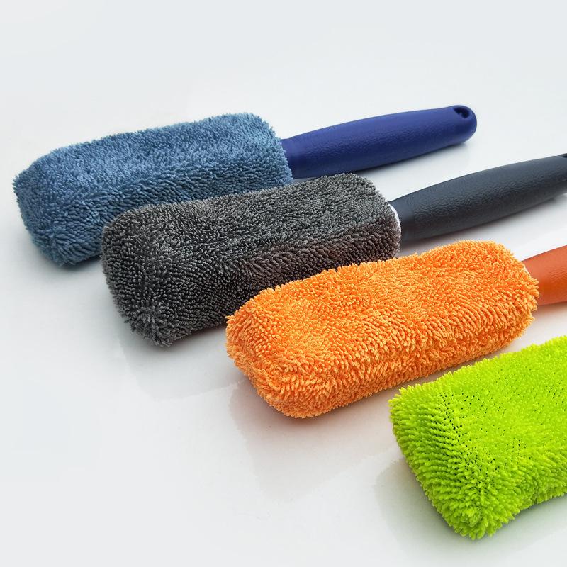 Car Wash Portable Microfiber Wheel Tire Rim Brush Car Wheel Wash Cleaning for Car with Plastic Handle Auto Washing Cleaner