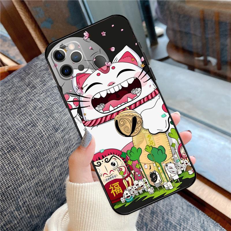 

Чехол для телефона Maneki Neko Счастливый Кот-Копилка Для iPhone 16 14 13 12 11 15 Pro Max 12 13 mini XR 15 16 Plus 16e Защитный Корпус iPhone 16e