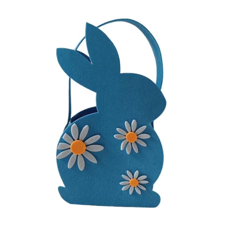 Easter Kids Eggs Tote Bags Basket Felt Cloth Rabbit Easter Basket Candy Toy Storage Handbag DIY For Festival Party
