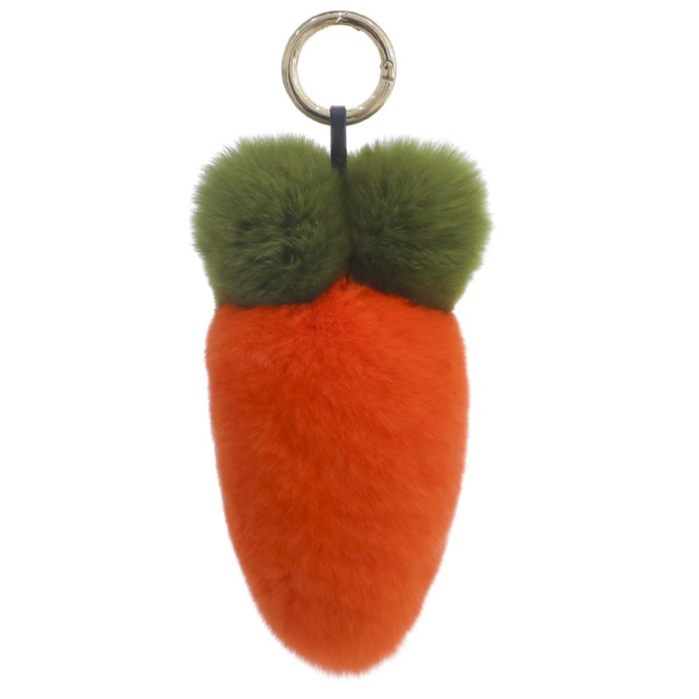 Cute Fruit Plush Carrot Key Ring Decoration Ornaments Rabbit Fur Keychain Key Holder Bag Charm Fluffy Ball Pendant Backpack