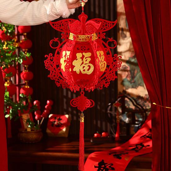 Year of The Horse Lantern Traditional Chinese New Year Decoration with Fabric Hanging Ornament for Door Festive Atmosphere 2026 Spring Festival Decor