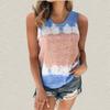 Women's Fashion Summer Loose Crewneck Temperament Short Sleeve Tie-dye Printed Vest Top