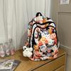 Cute Flower Rabbit Panda Cat Pattern Student Backpack With Pendant For Teens And Adults