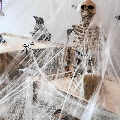 Halloween Spiderweb Decoration: Haunted House Outdoor Prop with Fake Silk and Horror Theme