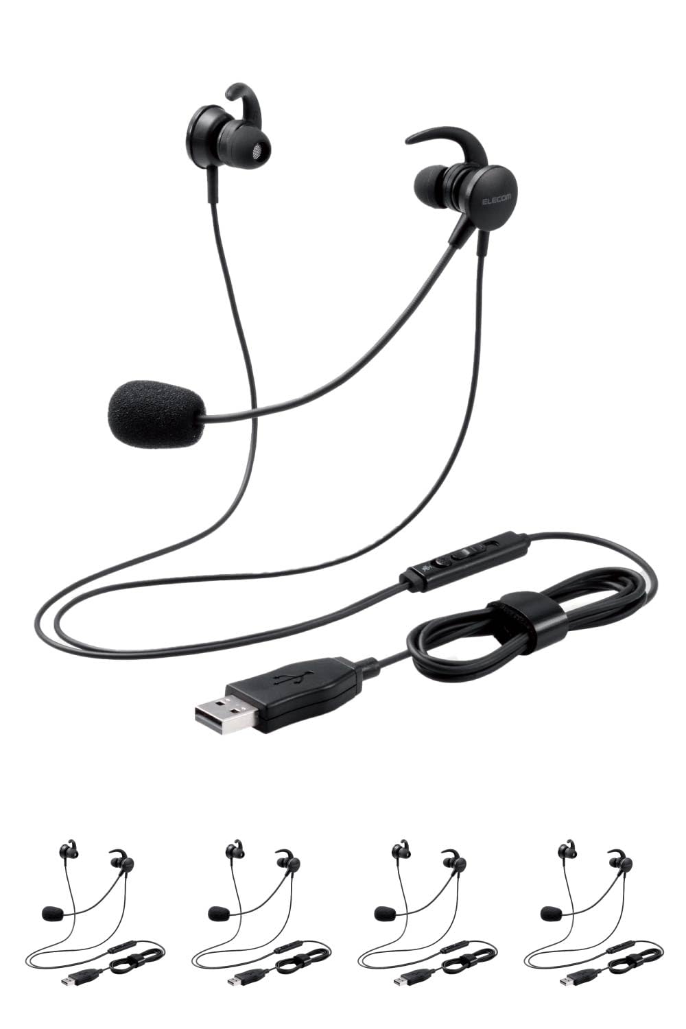 

Проводная гарнитура ELECOM USB с микрофоном Inner Ear Binaural Black [Set 5] HS-EP15UBK/5 чёрный