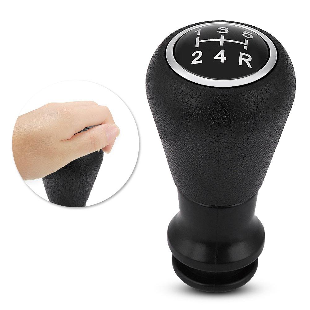 Universal Black Leather 5 Speed Car Manual Gear Stick Shifter Shift Knob Qiilu Gear