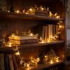20LED Golden Tiny Leaves Copper Wire String Lights Battery Powered Fairy Lights for Home Wedding Party Christmas DIY Decoration