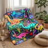 Dinosaur Garden Parade Blanket Personalized Name Flannel Blanket Soft Cozy Plush Throw for Sofa Bed Lightweight Home Decor