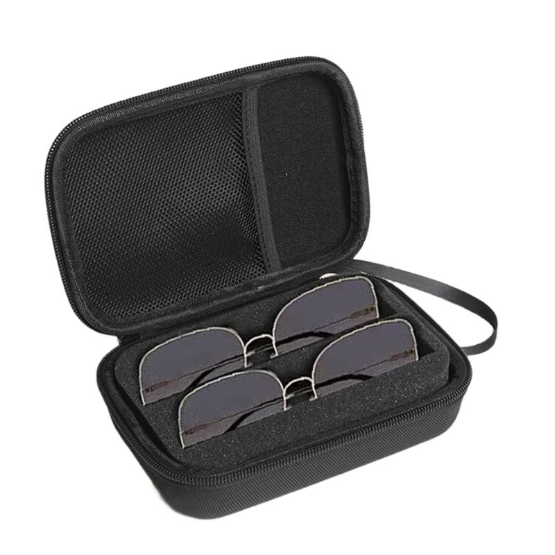 Eyeglasses Travel Carrying Case Scratchproof 2 Slot Sunglass Bag with Straps Shock Resistant Glasses Zippered Organizers