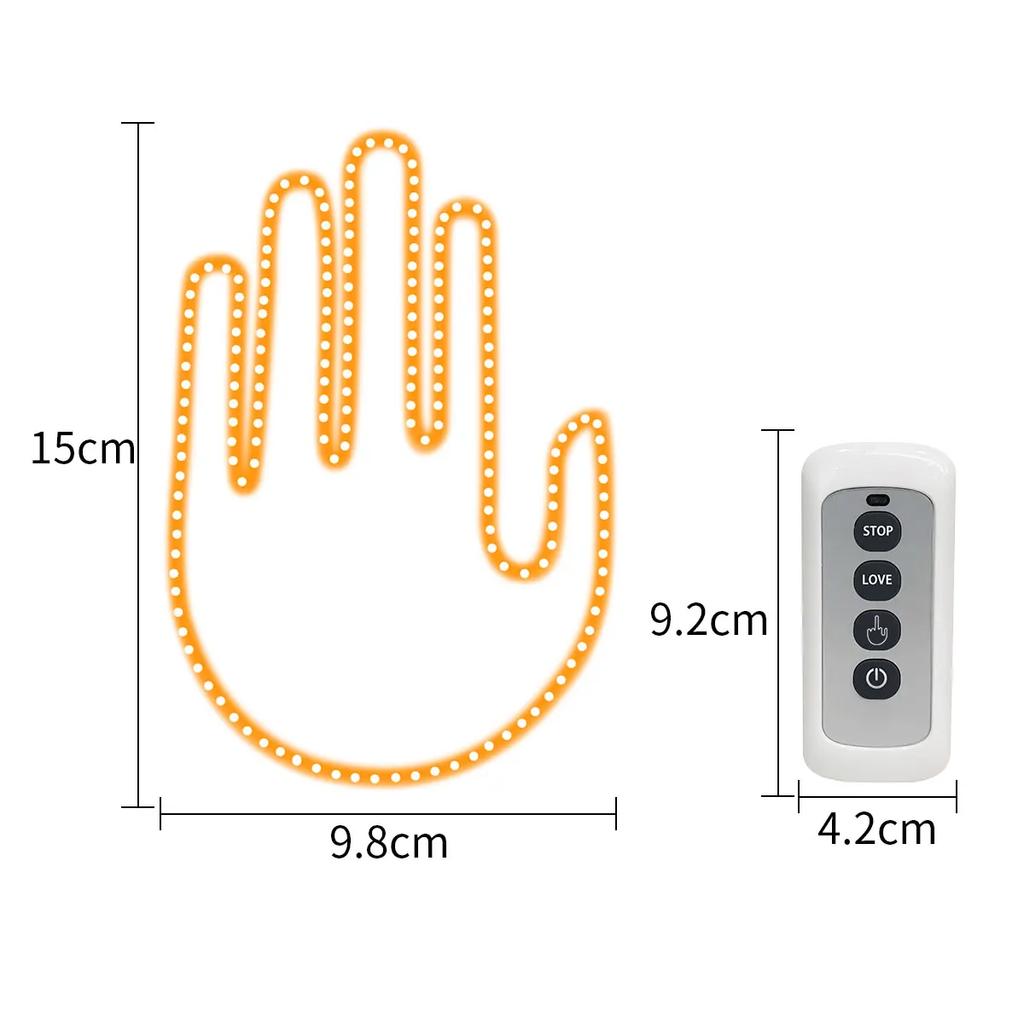 Hand Gesture Light Led Hand Sign Car Decoration Middle Finger LED Light for Universal Car Window Car Light Accessories
